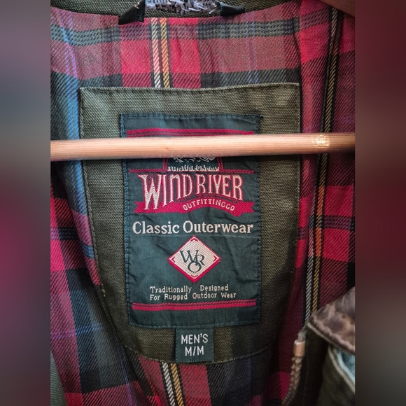 100% Cotton Vintage Barn Chore Jacket With Leather Collar By Wind River Mens Med - Picture 6 of 8